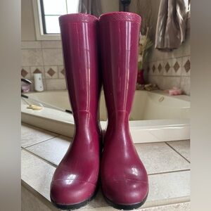 UGG Burgundy Rain Boots Textured Footwear